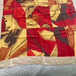 Abstract Red and Yellow Silk Scarf
